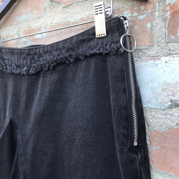 Zara Denim Skirt Black Asymmetric Ruffle Midi NWOT - Picture 5 of 8